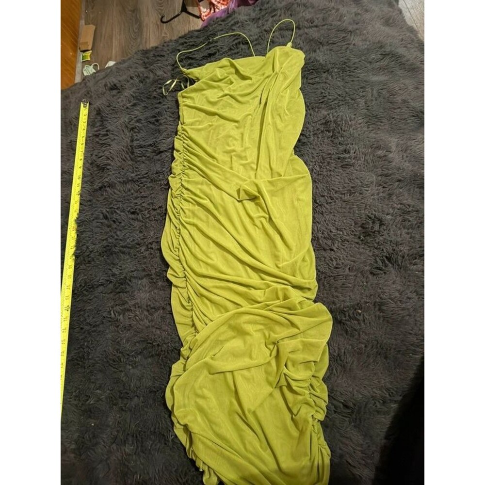Fashion Nova 1X Lime Green Ruched Bodycon Maxi Dress